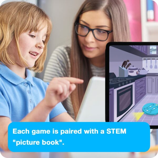 Each game is paired with a STEM "picture book"