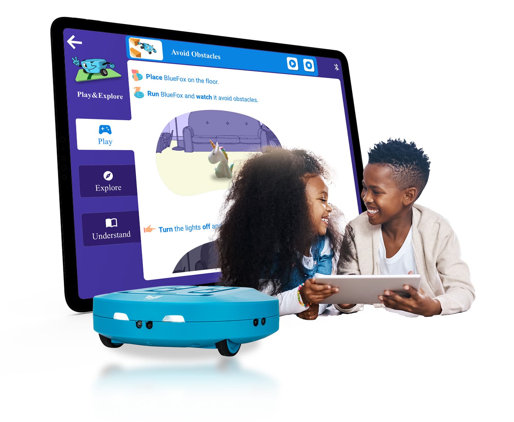 All you need to go from “Basic” to “Genius” coding. From instructions to explanations – they are all there on the screen. No previous knowledge required.